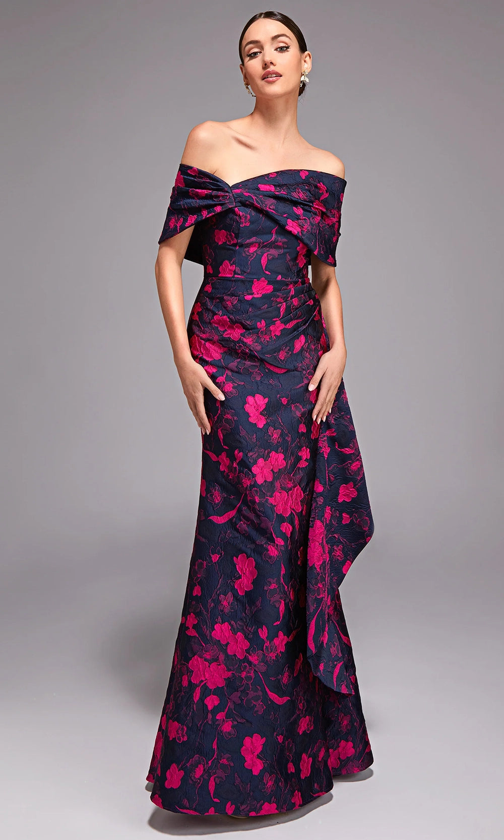 Alyce Paris 27832 - Off Shoulder Floral Jacquard Gown - designer mother of the bride dress at Silhouette Dresses