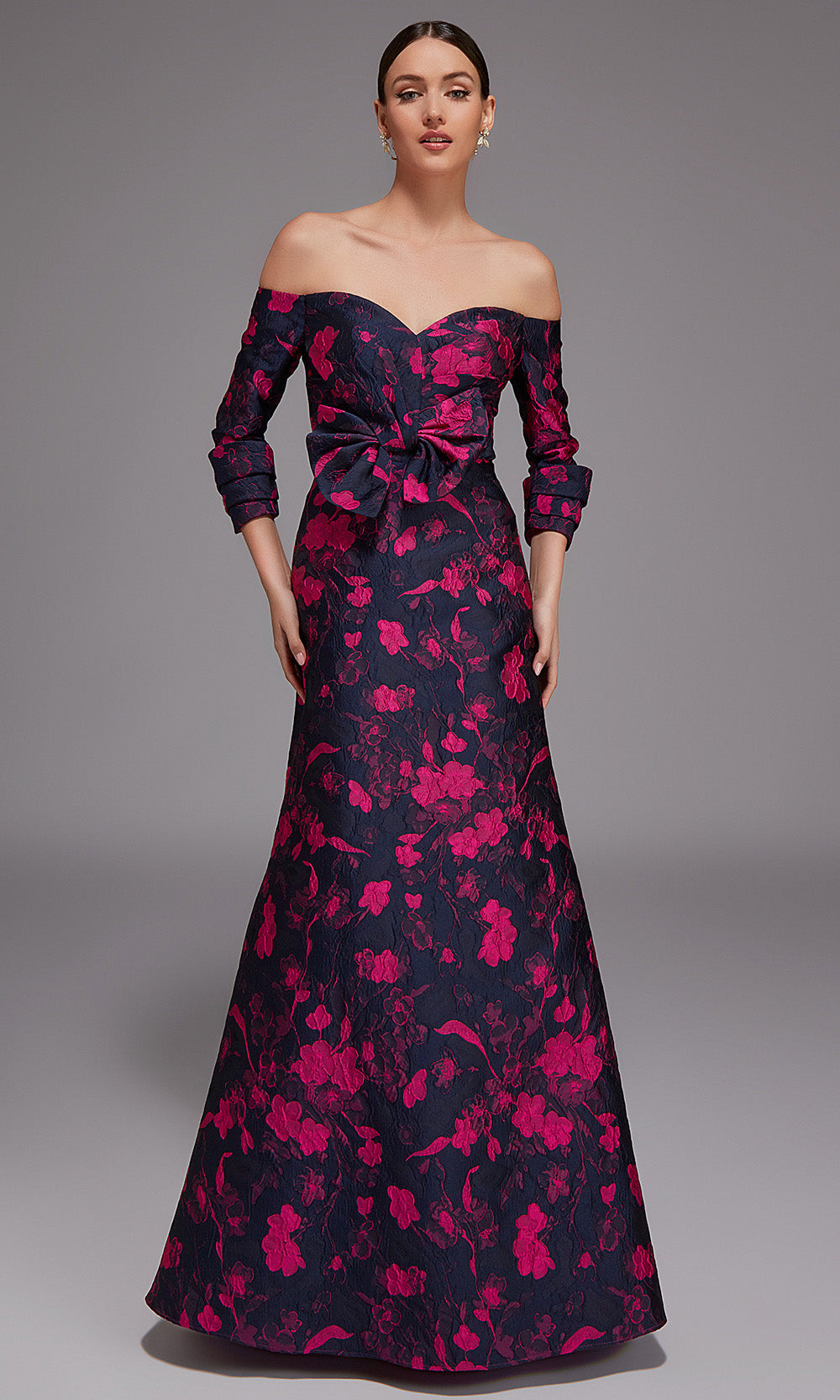 Alyce Paris 27833 - Off Shoulder Floral Jacquard Gown - designer formal gown at Silhouette Dresses