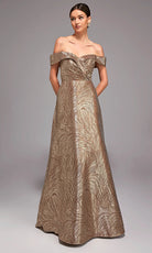 Alyce Paris 27844 - Off-Shoulder Metallic Jacquard Evening Gown - designer formal gown at Silhouette Dresses