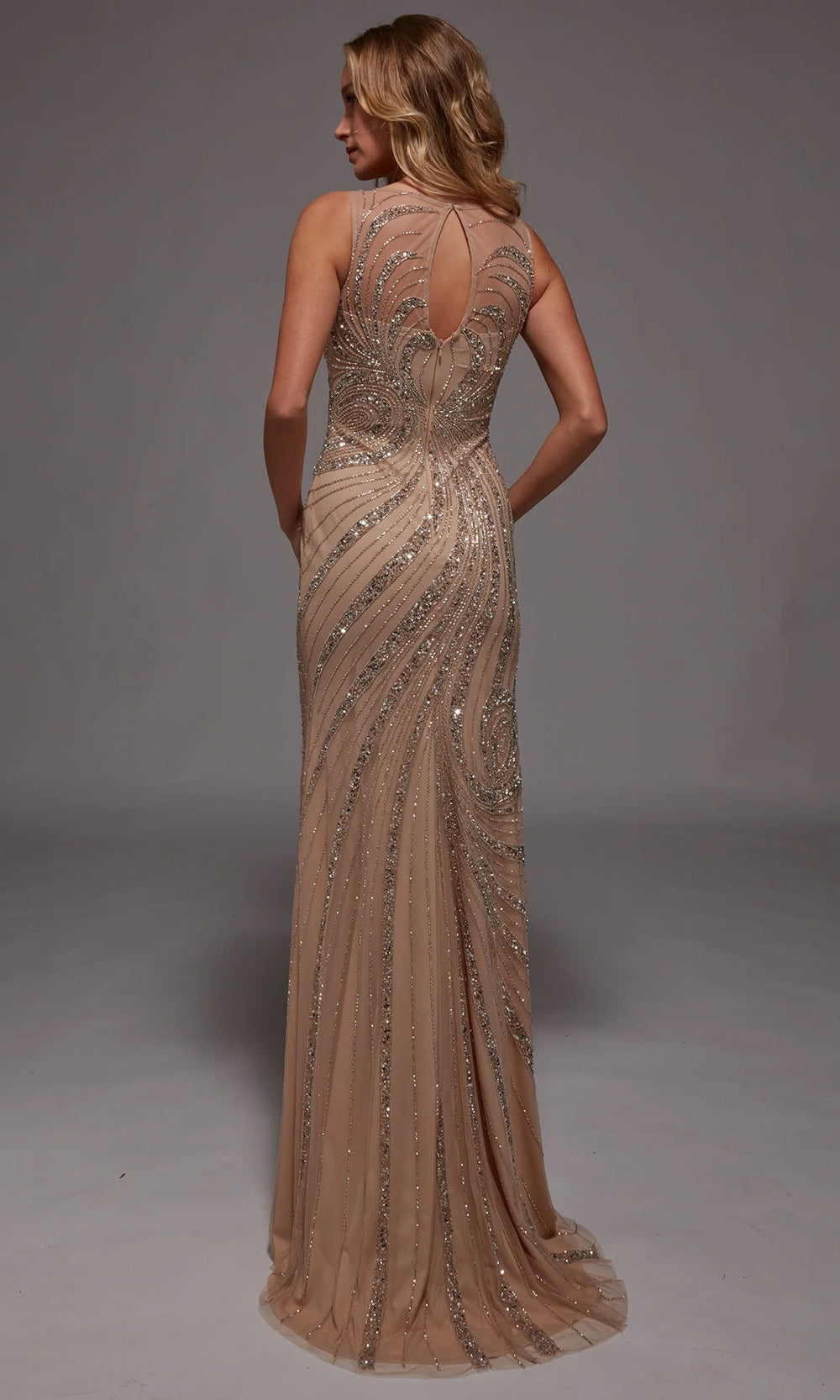 Alyce Paris 27846 - Beaded Illusion Keyhole Evening Gown - back view