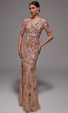 Alyce Paris 27848 - Floral Applique Illusion Evening Gown - designer formal gown at Silhouette Dresses