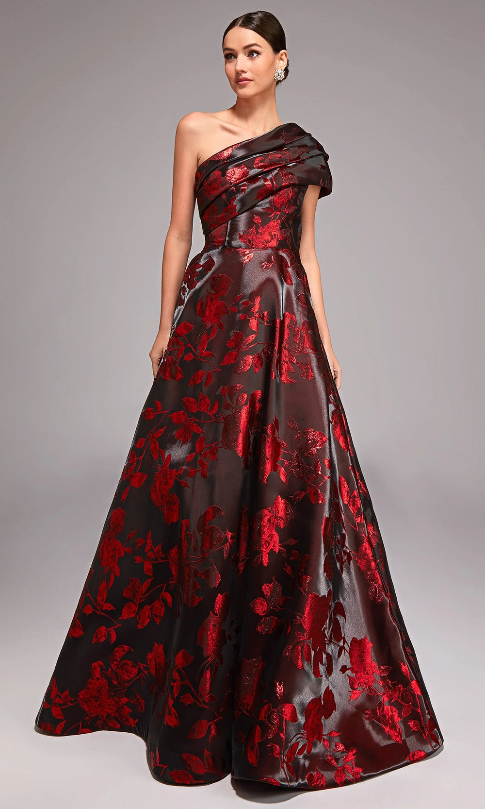 Alyce Paris 27858 - One Shoulder Floral Jacquard Gown - designer formal gown at Silhouette Dresses