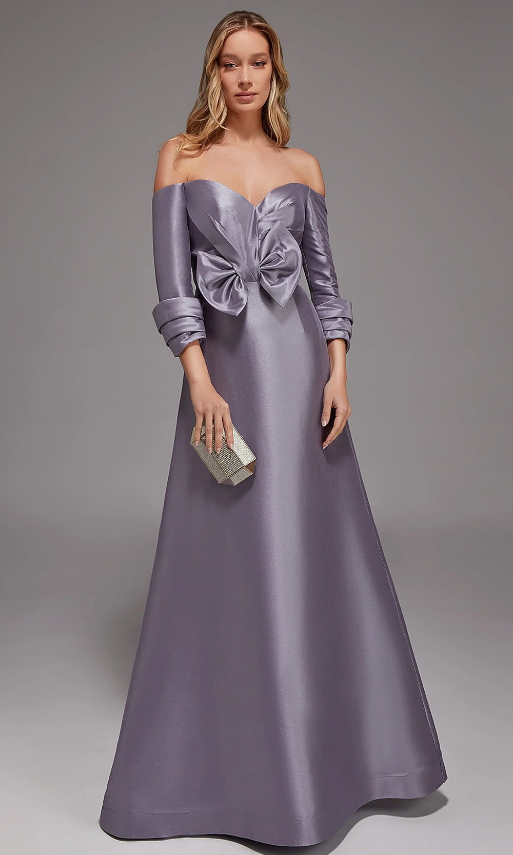 Alyce Paris 27859 - Off Shoulder Bow Waist Evening Gown - detail view
