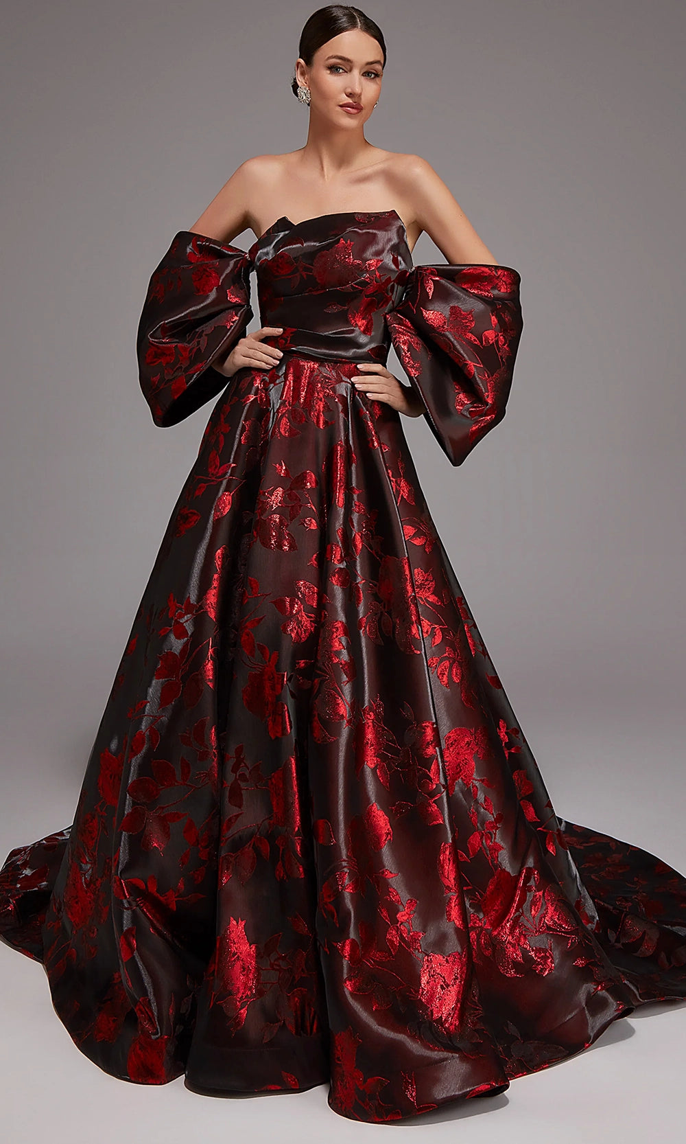 Alyce Paris 27862 - Strapless Ball Gown with Detachable Sleeves - designer ball gown at Silhouette Dresses