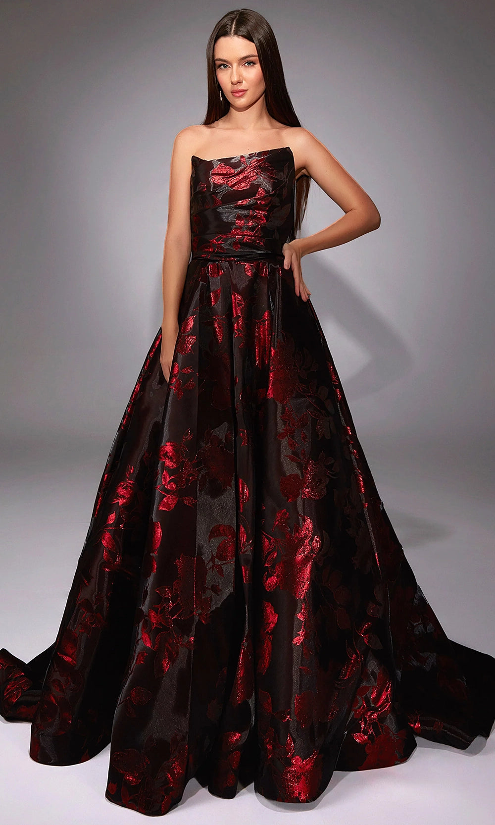 Alyce Paris 27862 - Strapless Ball Gown with Detachable Sleeves - back view