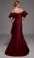 Alyce Paris 27863 - Short Puff Sleeve Draped Mikado Gown - detail view