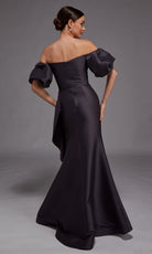 Alyce Paris 27863 - Short Puff Sleeve Draped Mikado Gown - back view