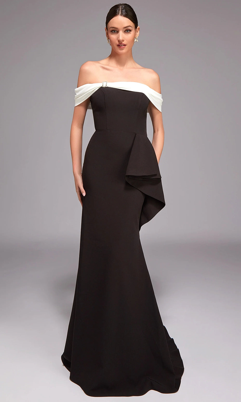 Alyce Paris 27877 - Off Shoulder Ruffle Evening Gown - designer formal gown at Silhouette Dresses
