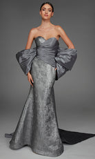 Alyce Paris 27881 - Oversized Bow Sweetheart Jacquard Gown