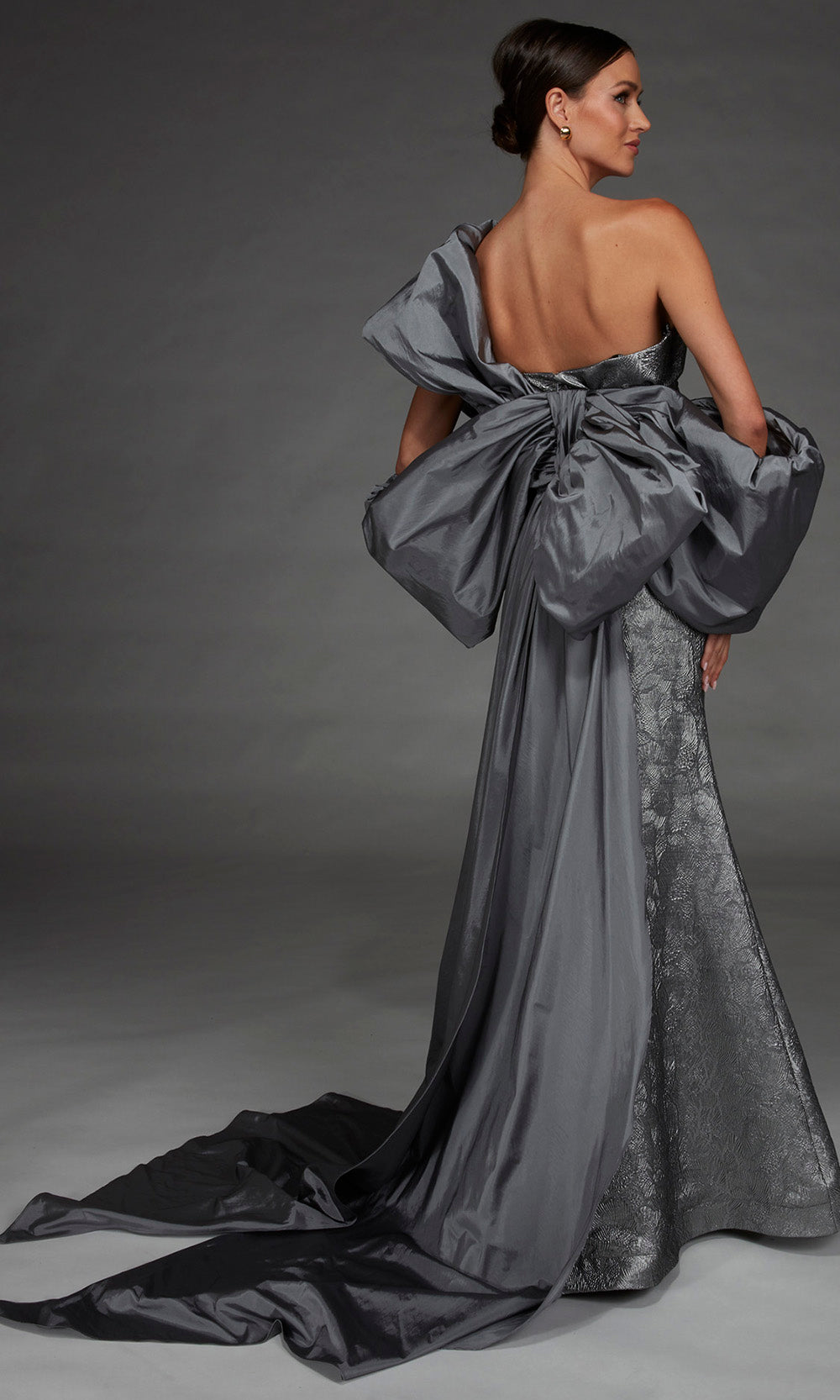 Alyce Paris 27881 - Oversized Bow Sweetheart Jacquard Gown