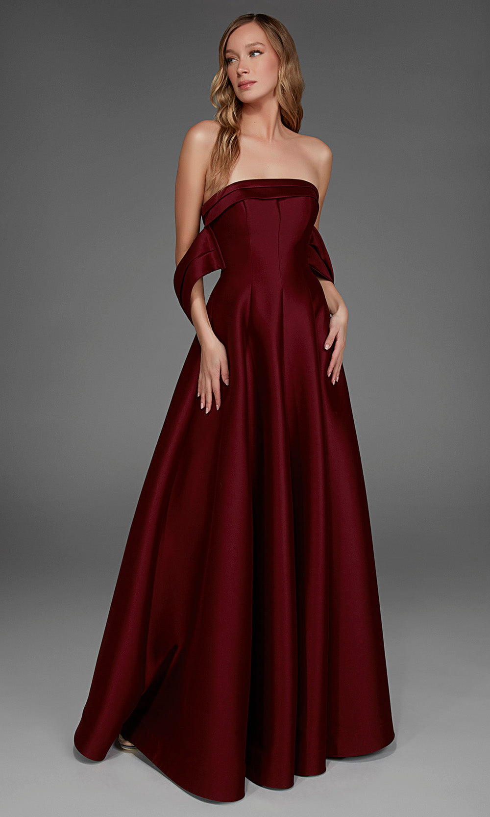 Alyce Paris 27887 - Strapless Straight Neckline Mikado Long Gown