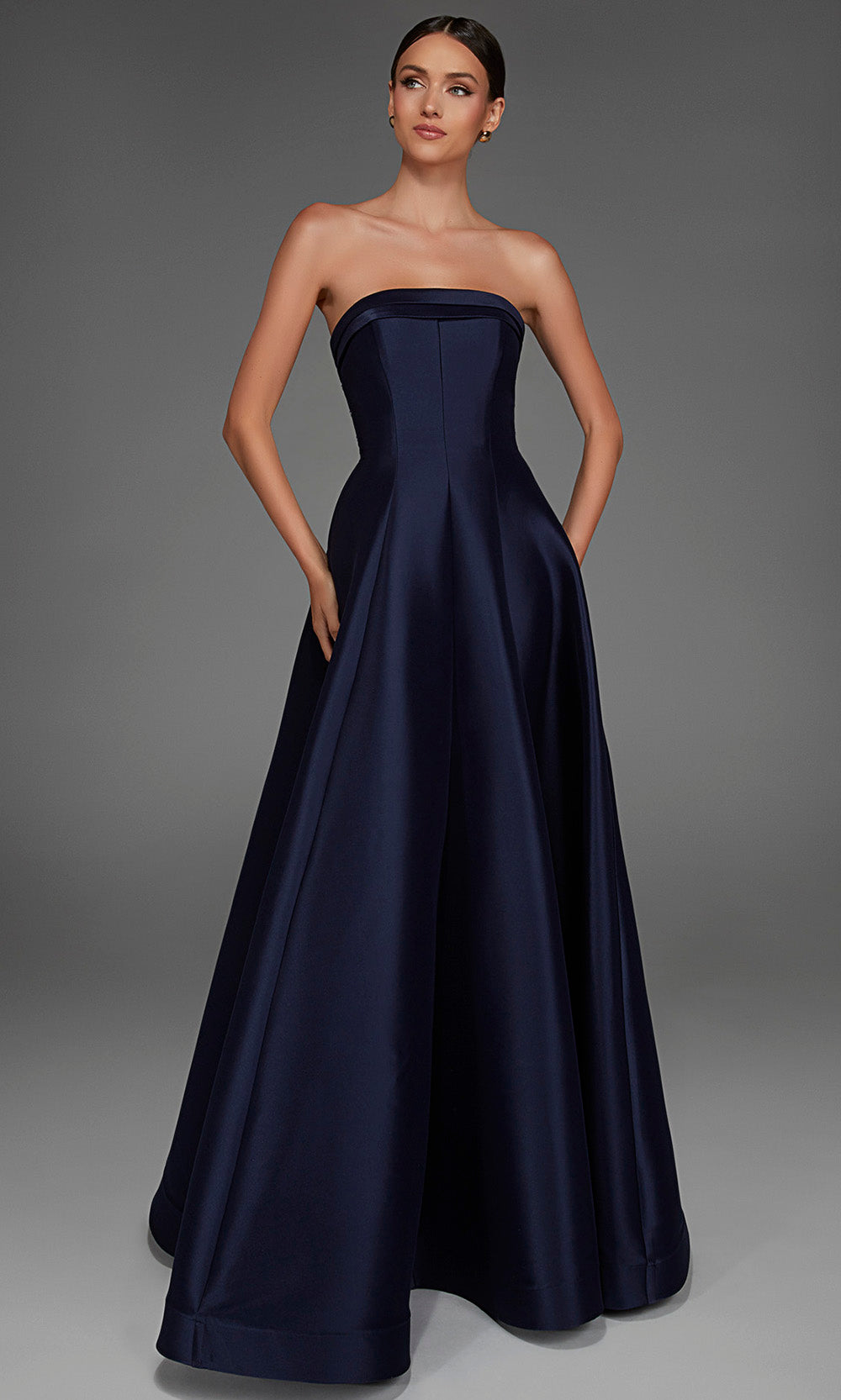 Alyce Paris 27887 - Strapless Straight Neckline Mikado Long Gown
