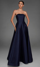 Alyce Paris 27887 - Strapless Straight Neckline Mikado Long Gown