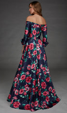 Alyce Paris 27910 - Floral Print Three-Quarter Sleeve Evening Gown