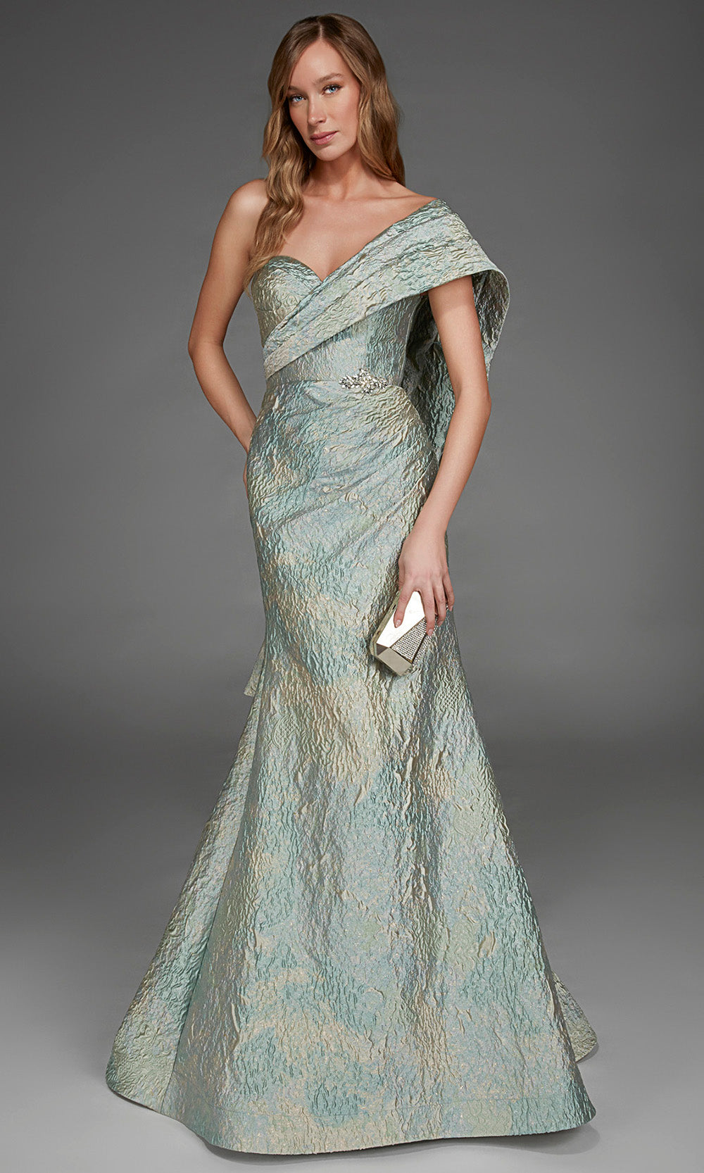 Alyce Paris 27918 - Print Jacquard Mermaid Long Gown