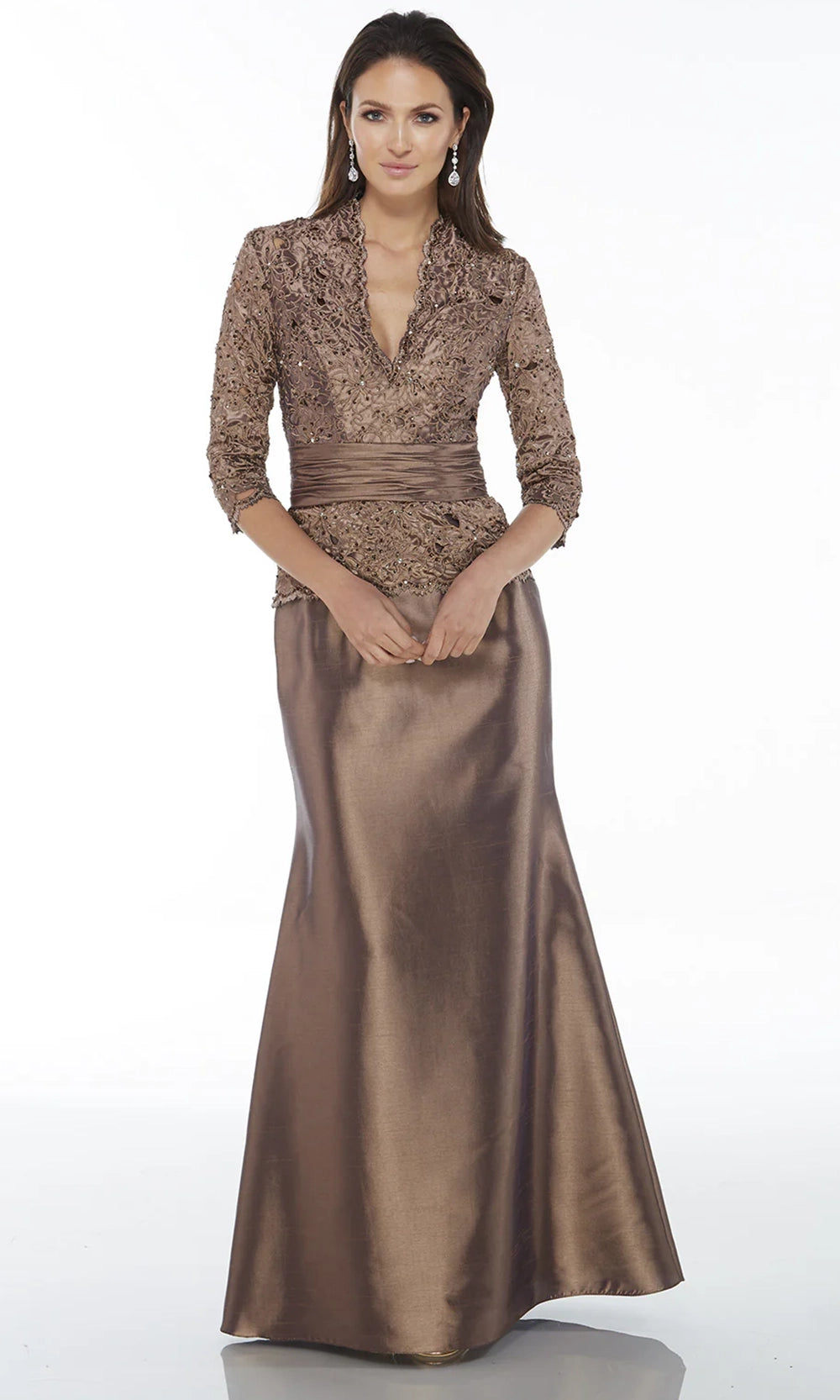 Alyce Paris 29143 - Beaded Embroidered Bodice Sheath Gown - detail view