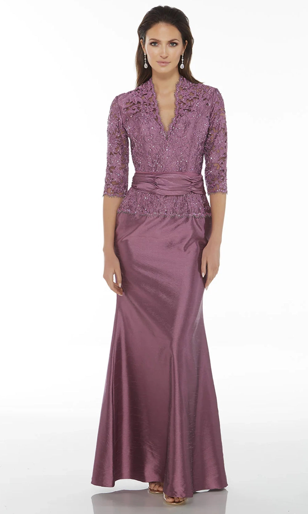 Alyce Paris 29143 - Beaded Embroidered Bodice Sheath Gown - designer mother of the bride dress at Silhouette Dresses