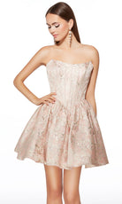 Alyce Paris 30007 - Strapless Jacquard Mini A-line Dress - designer cocktail dress at Silhouette Dresses