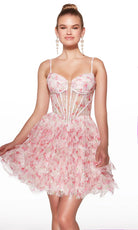 Alyce Paris 30009 - Floral Lace Corset Short Party Dress - designer cocktail dress at Silhouette Dresses
