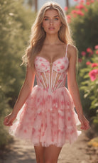 Alyce Paris 30009 - Floral Lace Corset Short Party Dress - back view