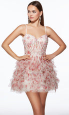 Alyce Paris 30013 - Floral Mesh Ruffle A-line Dress - back view