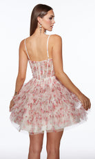 Alyce Paris 30013 - Floral Mesh Ruffle A-line Dress - detail view