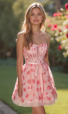 Alyce Paris 30019 - Strapless Floral Lace Corset Mini Dress - view 5