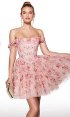Alyce Paris 30021 - Off Shoulder Floral Lace Cocktail Dress - designer cocktail dress at Silhouette Dresses