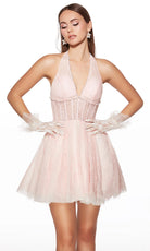 Alyce Paris 30024 - Halter Corset Lace Mini Dress - designer cocktail dress at Silhouette Dresses