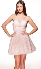 Alyce Paris 30030 - Ruched Lace A-line Short Dress - designer cocktail dress at Silhouette Dresses