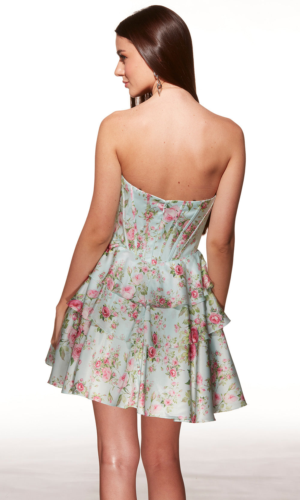 Alyce Paris 30037 - Tiered Skirt Off Shoulder Satin Dress - back view