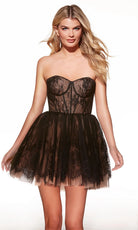 Alyce Paris 30041 - Strapless Lace Mini with Structured Bodice - designer cocktail dress at Silhouette Dresses