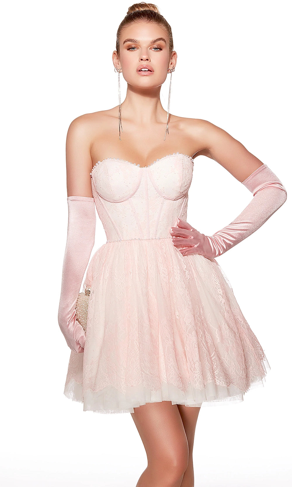 Alyce Paris 30041 - Strapless Lace Mini with Structured Bodice - view 5