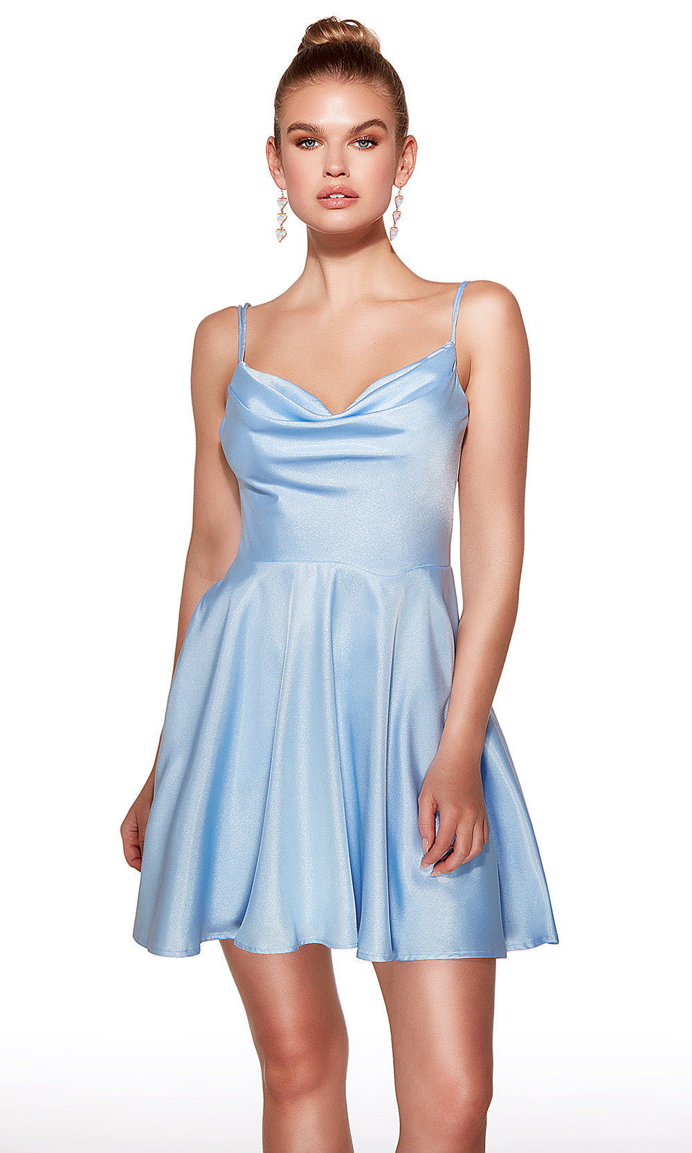 Alyce Paris 30051 - Shimmer Satin Cowl Neck Mini Dress - designer cocktail dress at Silhouette Dresses
