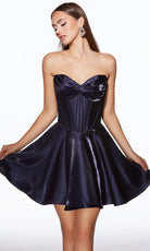 Alyce Paris 30058 - Satin Strapless Corset Mini Dress - designer homecoming dress at Silhouette Dresses