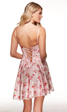 Alyce Paris 30059 - Printed Satin Scoop Neck Short Dress - back view