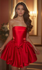 Alyce Paris 30081 - Strapless Satin Dress with Oversized Bow - back view