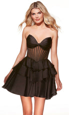 Alyce Paris 30084 - Strapless Tiered Skirt Mini Dress - designer homecoming dress at Silhouette Dresses