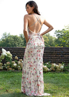 Primavera Couture - 3073 Beaded V-neck Sheath Dress With Slit
