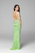 Primavera Couture - 3073 Beaded V-neck Sheath Dress With Slit