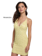 Primavera Couture - 3138 Bejeweled Plunging V-neck Cocktail Dress