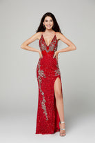 Primavera Couture - 3211 Strappy Plunging V-neck Gown with Slit