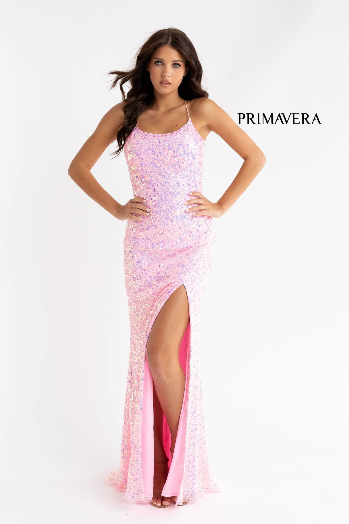 Primavera Couture - 3290 Sequined Sexy Back Gown
