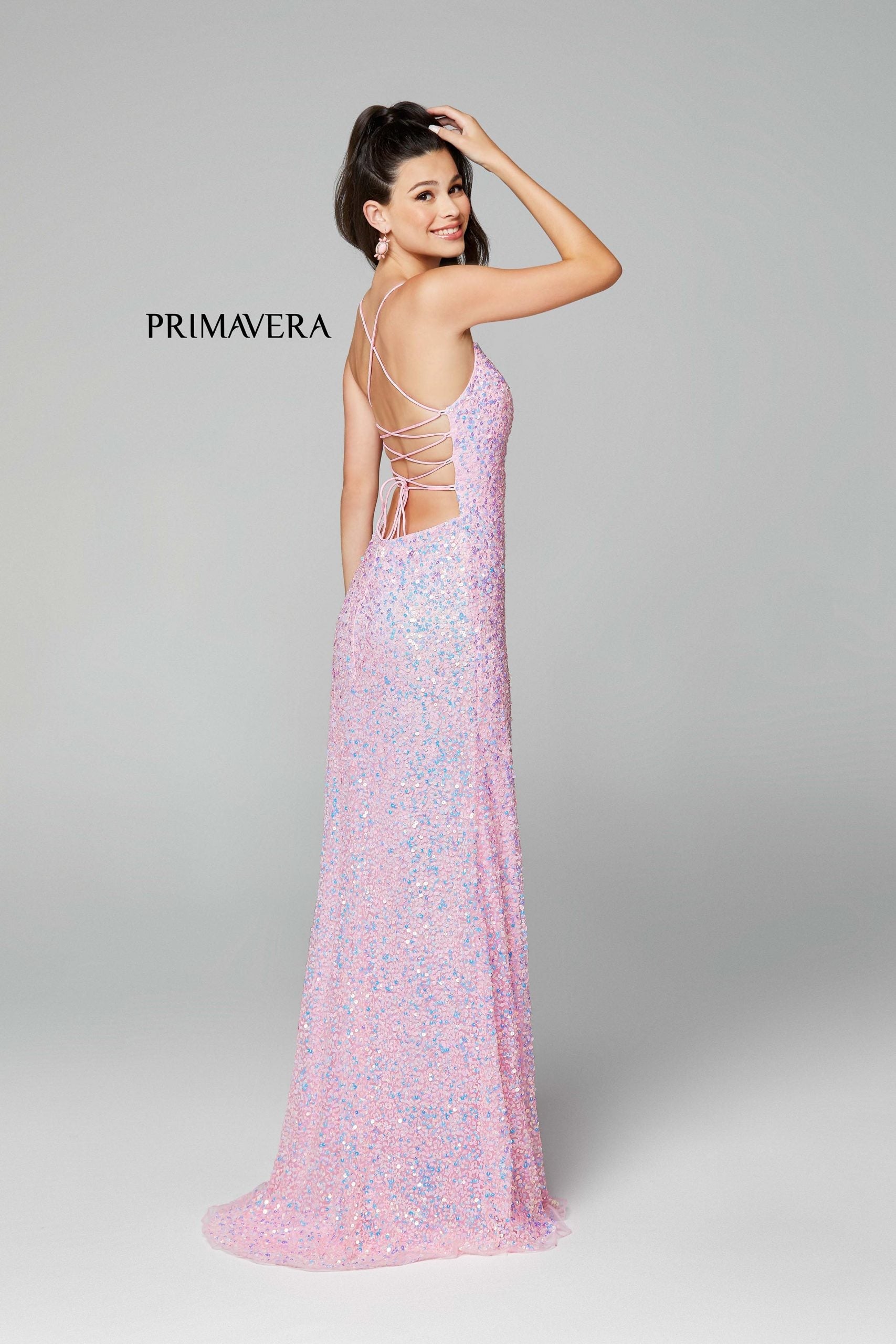 Primavera Couture - 3290 Sequined Sexy Back Gown