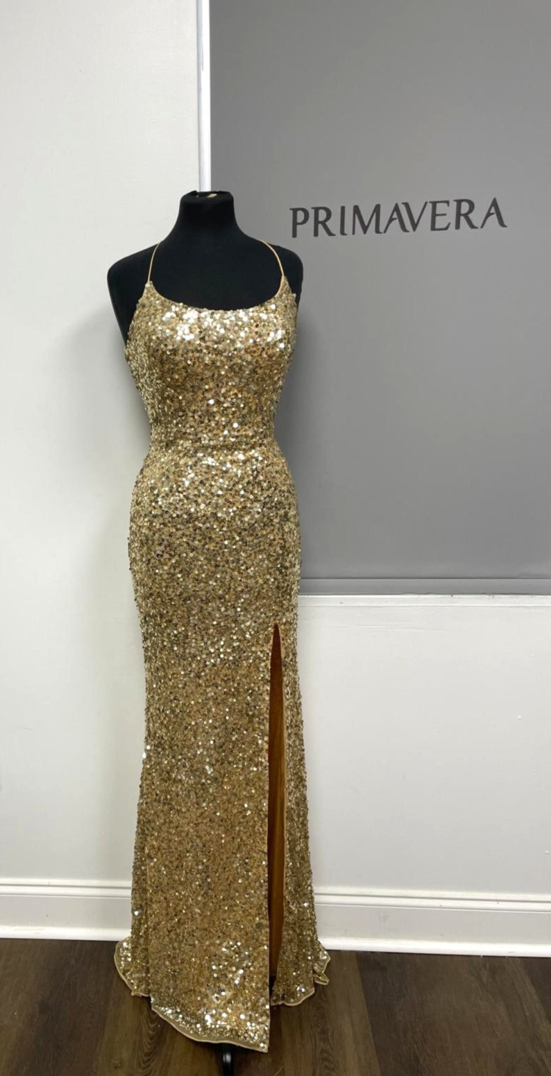 Primavera Couture - 3290 Sequined Sexy Back Gown