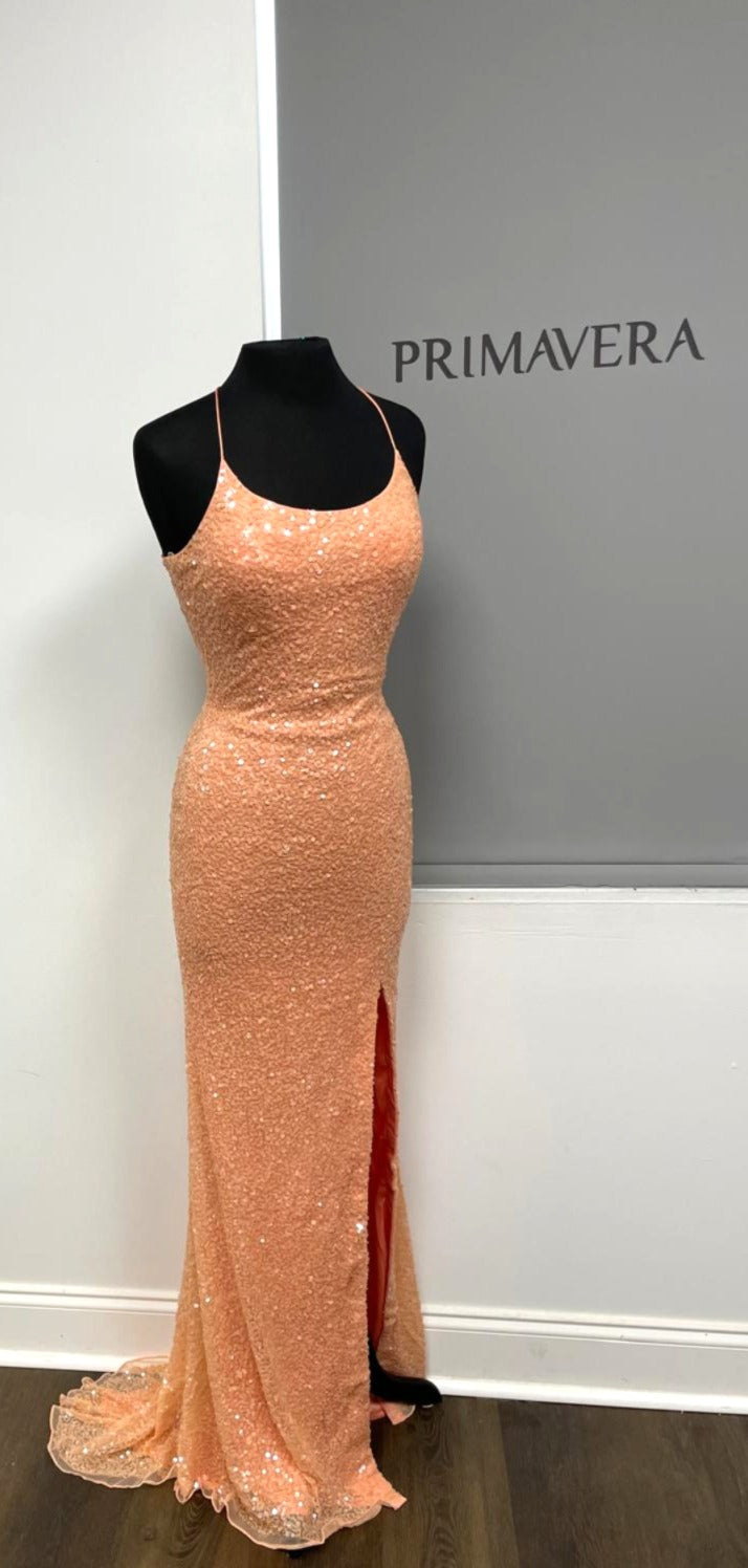 Primavera Couture - 3290 Sequined Sexy Back Gown