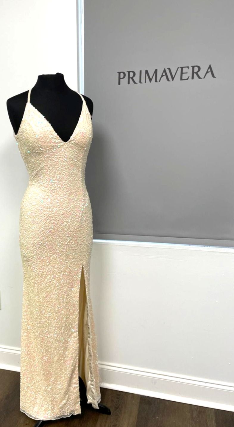 Primavera Couture - 3291 Sparkling Allover Sequin V Neck Sheath Gown