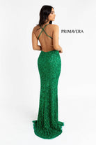Primavera Couture - 3291 Sparkling Allover Sequin V Neck Sheath Gown