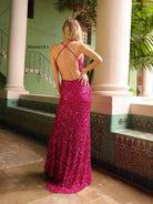 Primavera Couture - 3291 Sparkling Allover Sequin V Neck Sheath Gown