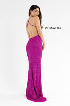 Primavera Couture - 3291 Sparkling Allover Sequin V Neck Sheath Gown